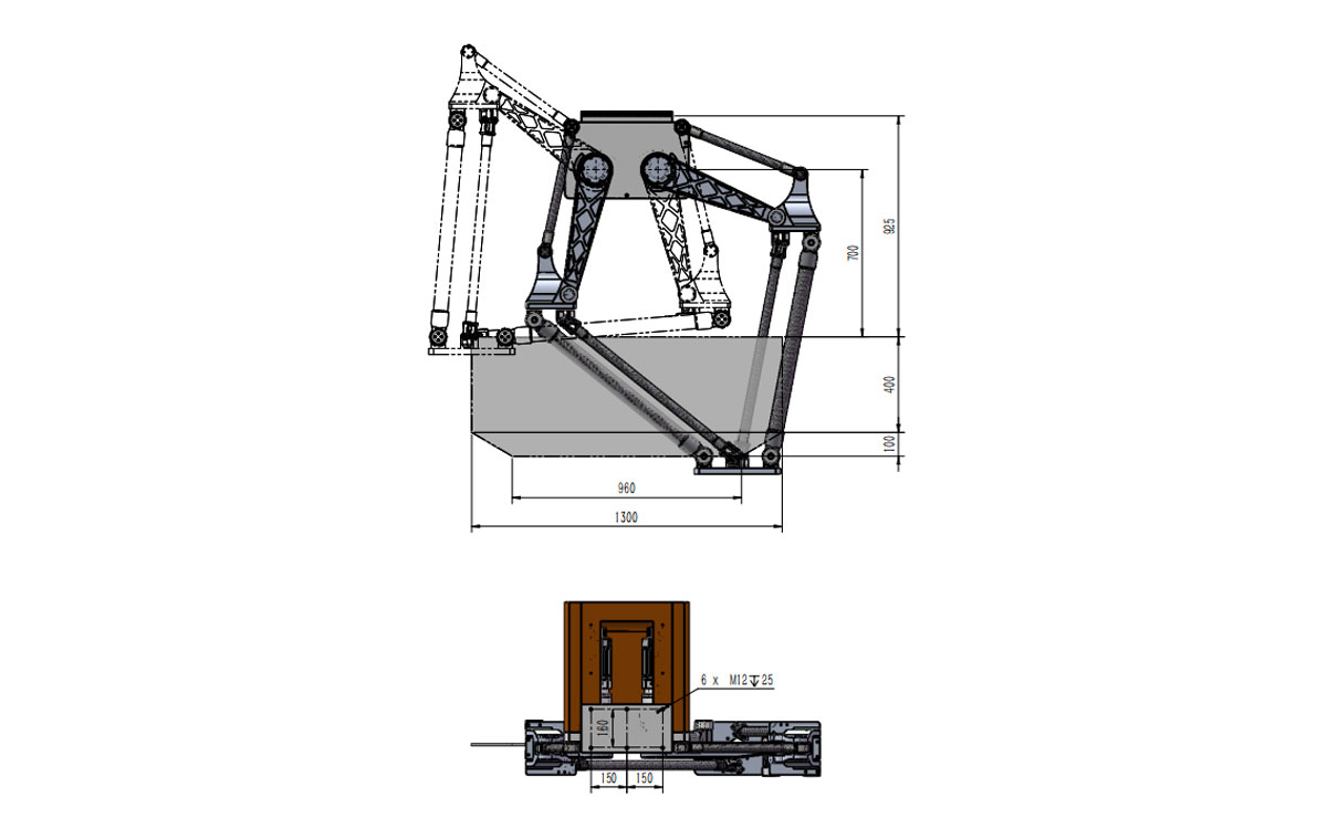 Desenho técnico do robô delta de carga pesada BAT1300B-S50