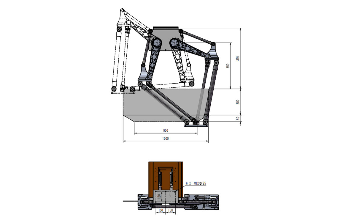 Desenho técnico do robô delta de carga pesada BAT1000B-S60