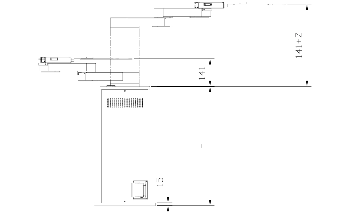 Desenho técnico do robô wafer Lobster200Z300S-T0X5-C