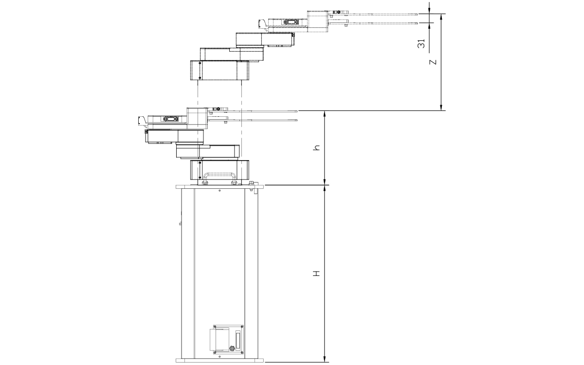 Desenho técnico do robô wafer Lobster200Z300S-T0X5-V